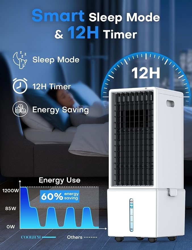 4-IN-1 Windowless Air Conditioner w/3.2-Gal Tank for 24H Cooling, 4 Wind Speeds & 4 Modes, LED Touch Screen, Waterless Alert