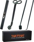 4 in1 Candle Accessory Set with Rechargeable Candle Lighter, Candle Wick Trimmer, Candle Wick Snuffer, Candle Wick Dipper