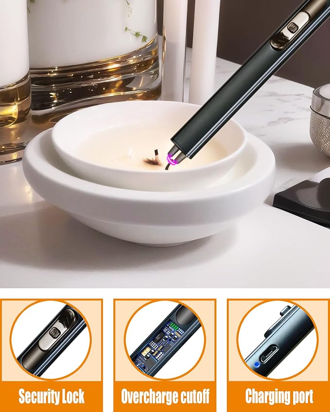 4 in1 Candle Accessory Set with Rechargeable Candle Lighter, Candle Wick Trimmer, Candle Wick Snuffer, Candle Wick Dipper