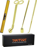 4 in1 Candle Accessory Set with Rechargeable Candle Lighter, Candle Wick Trimmer, Candle Wick Snuffer, Candle Wick Dipper