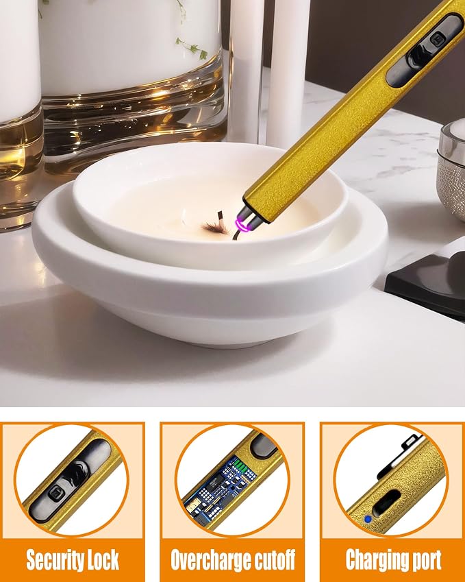 4 in1 Candle Accessory Set with Rechargeable Candle Lighter, Candle Wick Trimmer, Candle Wick Snuffer, Candle Wick Dipper