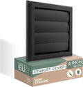 4" Inch (7.5'' x 7.5") Exhaust Vent Cover - Black - Dryer Vent Hood - Louvered Dryer Duct Vent Cover - Vent Hood Cap