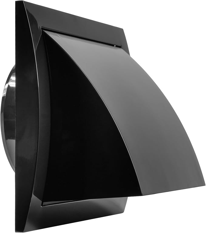 4 Inch Black Dryer Vent Hood/Duct Cover for Walls or Ceiling/ABS Plastic Protection Hood With Rain Cover and