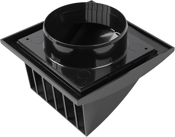 4 Inch Black Dryer Vent Hood/Duct Cover for Walls or Ceiling/ABS Plastic Protection Hood With Rain Cover and, alternate view