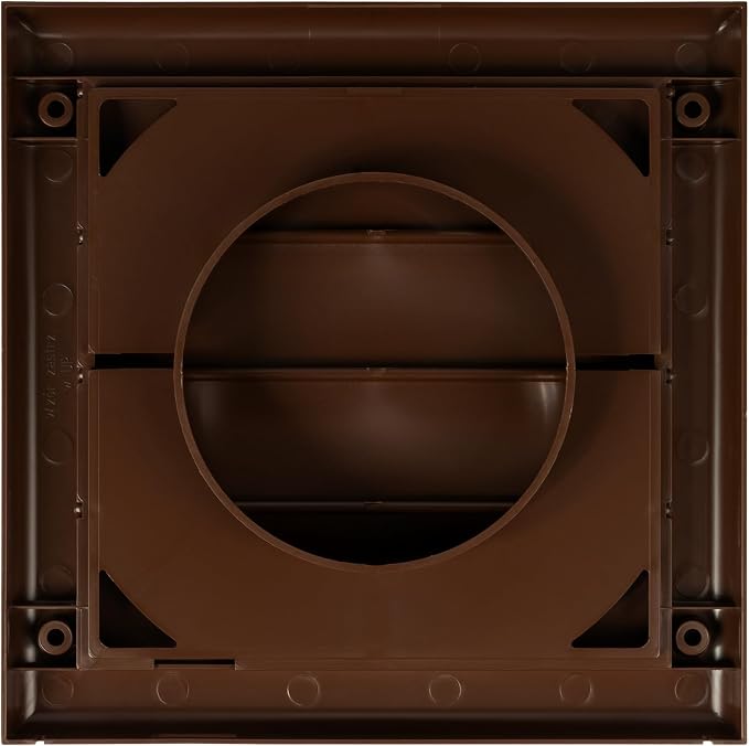 4" Inch Brown Exhaust Vent Cover – Durable ABS Plastic Louvered Square Exterior Hood with Gravity Flaps and Flange