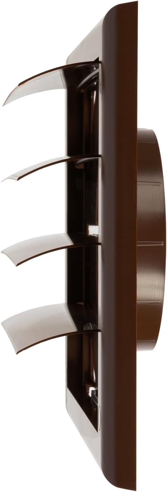 4" Inch Brown Exhaust Vent Cover – Durable ABS Plastic Louvered Square Exterior Hood with Gravity Flaps and Flange