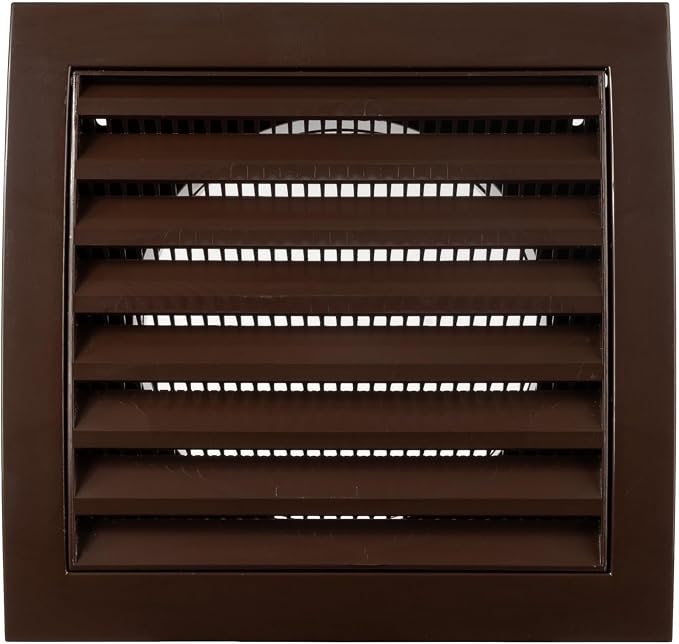 4” Inch Brown Plastic Soffit Vent Cover – Heavy-Duty Louvered Exterior Dryer Vent Cover with Protective Mesh Screen – HVAC