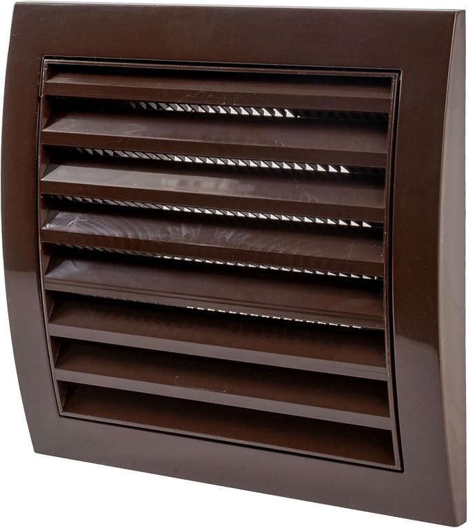 4” Inch Brown Plastic Soffit Vent Cover – Heavy-Duty Louvered Exterior Dryer Vent Cover with Protective Mesh Screen – HVAC