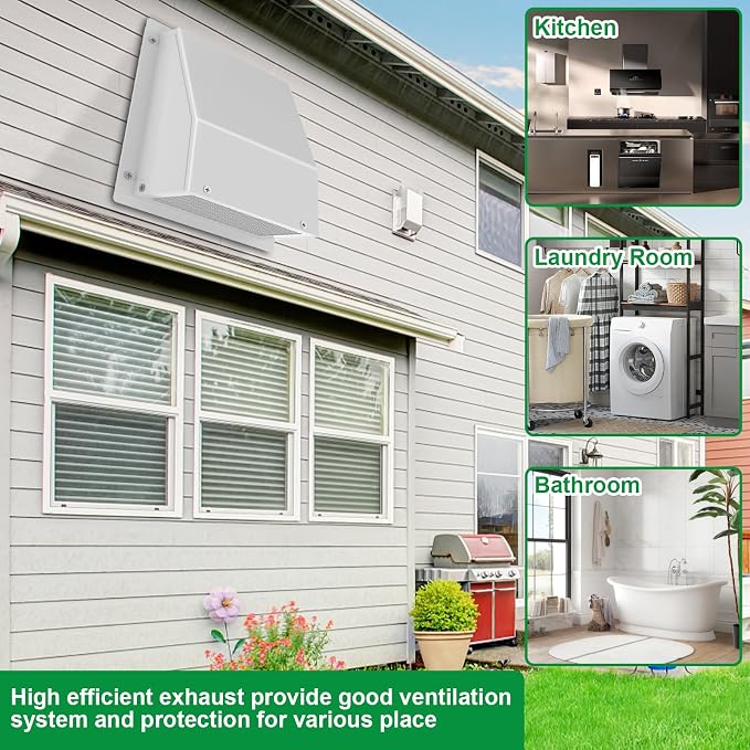 4 Inch Dryer Vent Cover Outside, Hooded Wall Vent with Screen & Damper - Stainless Steel Wall Exhaust Vent, Wall Vents Cover