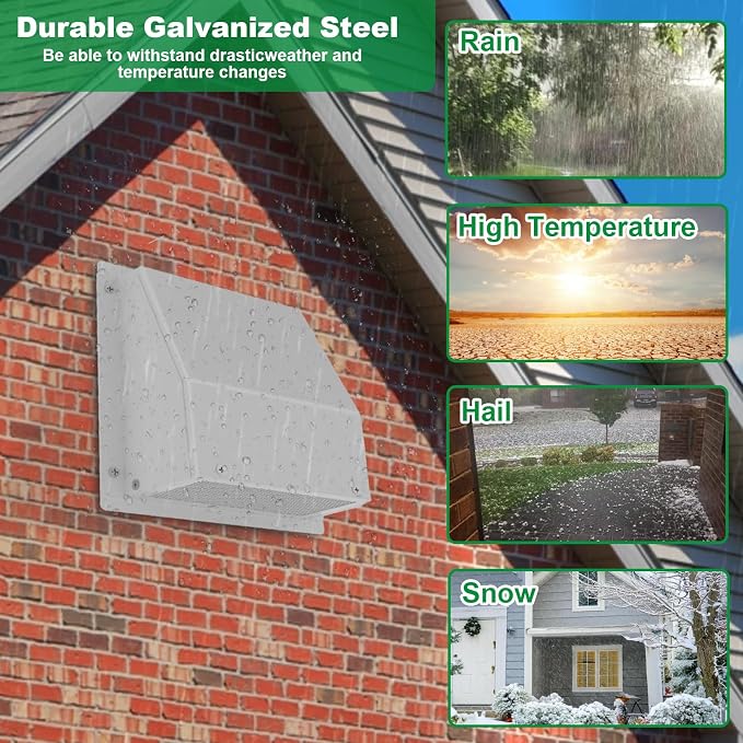 4 Inch Dryer Vent Cover Outside, Hooded Wall Vent with Screen & Damper - Stainless Steel Wall Exhaust Vent, Wall Vents Cover