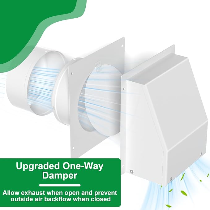 4 Inch Dryer Vent Cover Outside, Hooded Wall Vent with Screen & Damper - Stainless Steel Wall Exhaust Vent, Wall Vents Cover