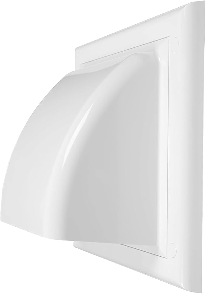 4 Inch Dryer Vent Cover Outside with Backdraft Damper - White ABS Plastic Exhaust Vent Hood - Wall Vent Cover - Outside Dryer