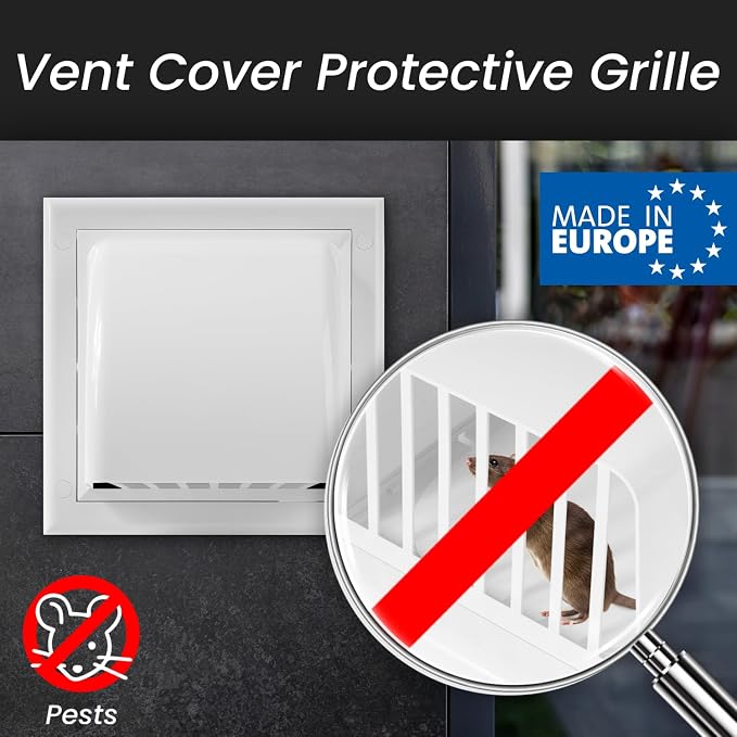 4 Inch Dryer Vent Cover Outside with Backdraft Damper - White ABS Plastic Exhaust Vent Hood - Wall Vent Cover - Outside Dryer