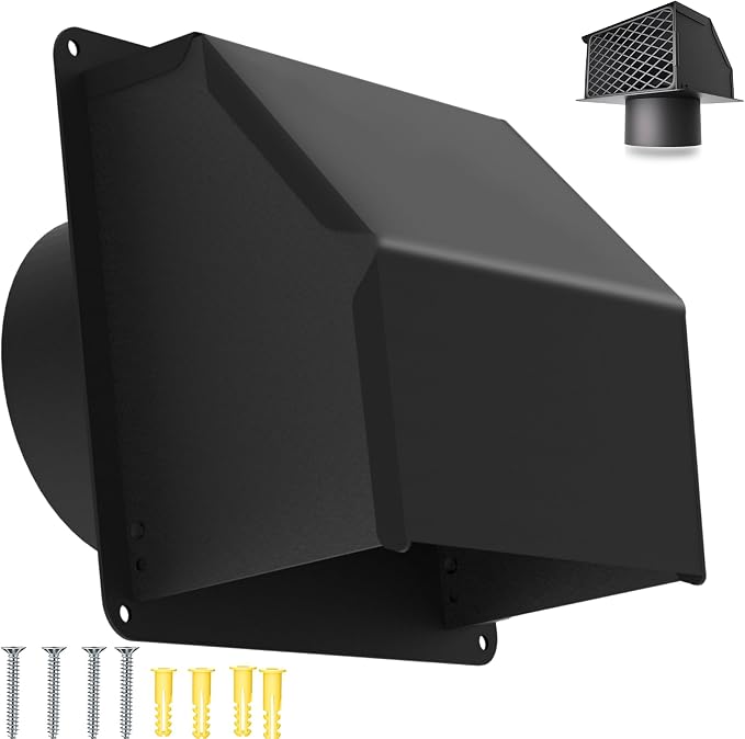 4 Inch Dryer Vent Cover Outside with Removable Mesh, Exterior Vent Cover External Cap with Rubber Cushioned Non-Return Flap