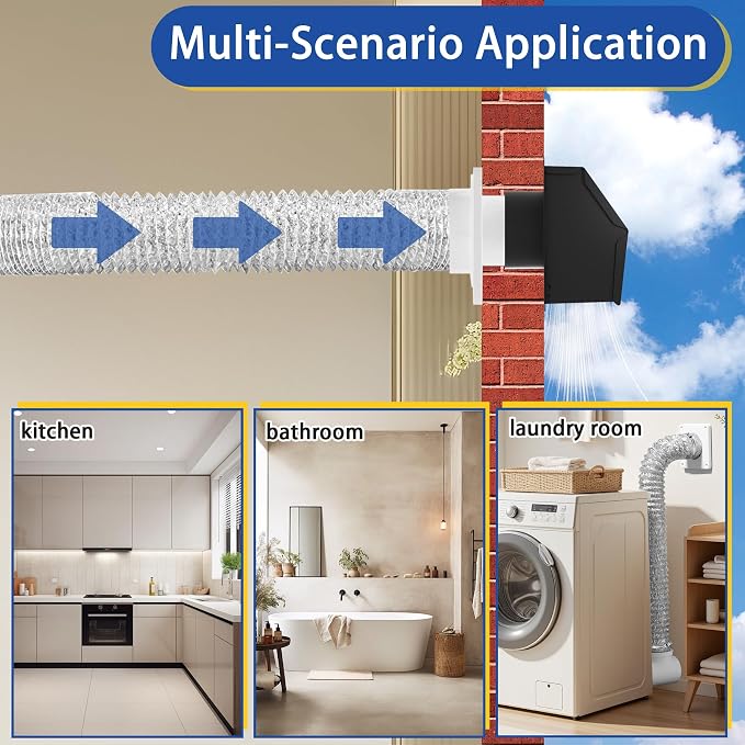 4 Inch Dryer Vent Cover Outside with Removable Mesh, Exterior Vent Cover External Cap with Rubber Cushioned Non-Return Flap