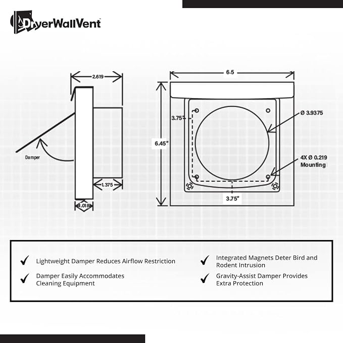4 Inch Dryer Vent Guard | Dryer Vent Cover Outside | Exhaust Exterior Vent Cover | Bathroom and Dryer Vent Cover | Dryer Vent