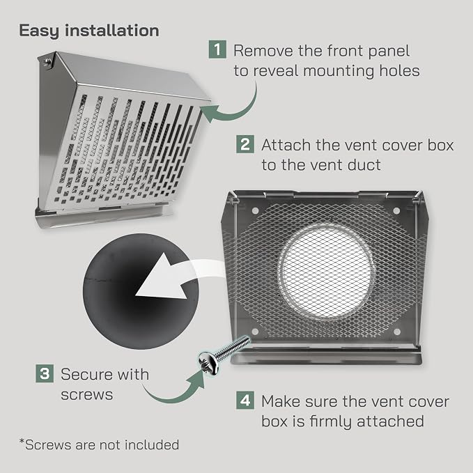 4" Inch Exhaust Vent Cover with Rubber Gasket - Stainless Steel - Robust Weatherproof Outdoor Air Exhaust Box, alternate view