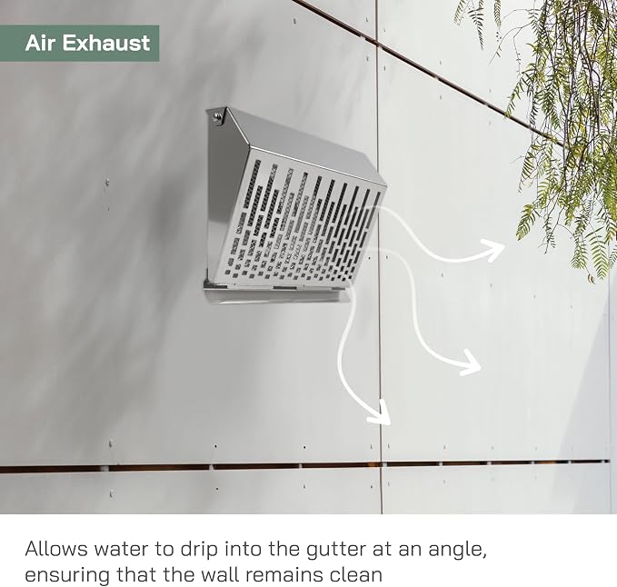 4" Inch Exhaust Vent Cover with Rubber Gasket - Stainless Steel - Robust Weatherproof Outdoor Air Exhaust Box, alternate view