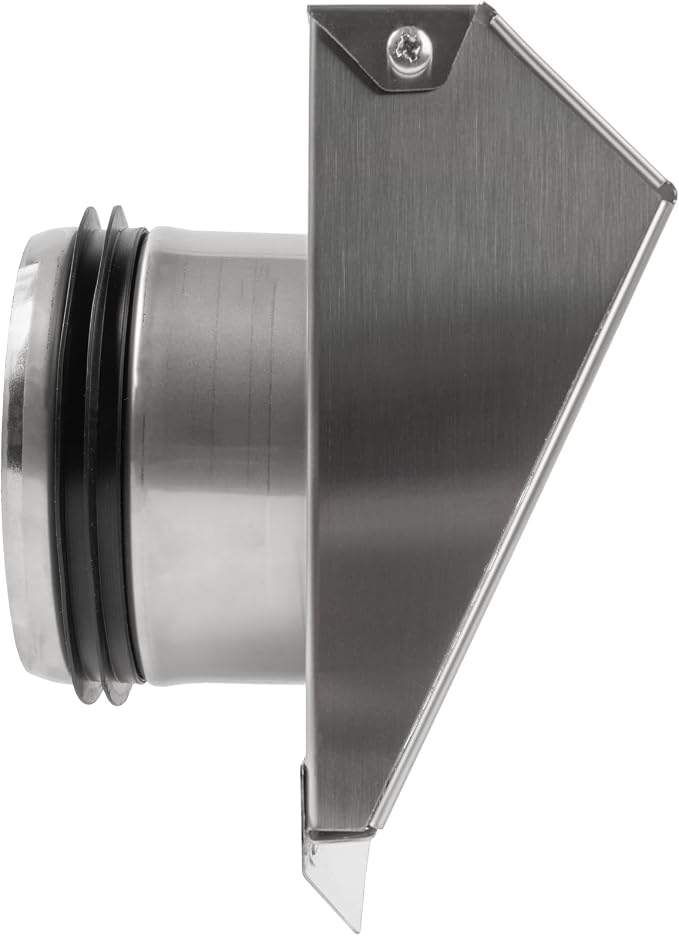 4" Inch Exhaust Vent Cover with Rubber Gasket - Stainless Steel - Robust Weatherproof Outdoor Air Exhaust Box, alternate view