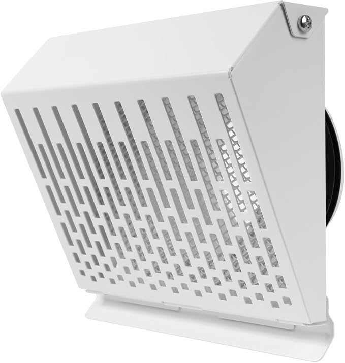4" Inch Exhaust Vent Cover with Rubber Gasket - White Galvanized Steel - Robust and Weatherproof Outdoor Air