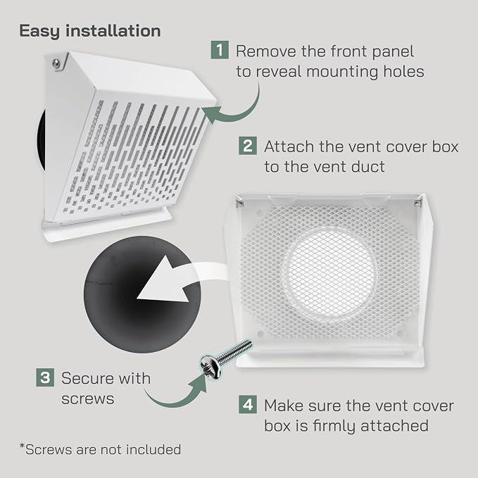 4" Inch Exhaust Vent Cover with Rubber Gasket - White Galvanized Steel - Robust and Weatherproof Outdoor Air, alternate view