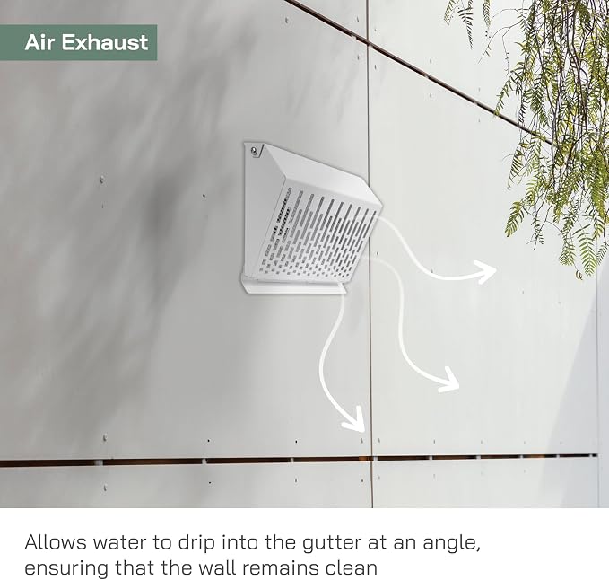 4" Inch Exhaust Vent Cover with Rubber Gasket - White Galvanized Steel - Robust and Weatherproof Outdoor Air, alternate view