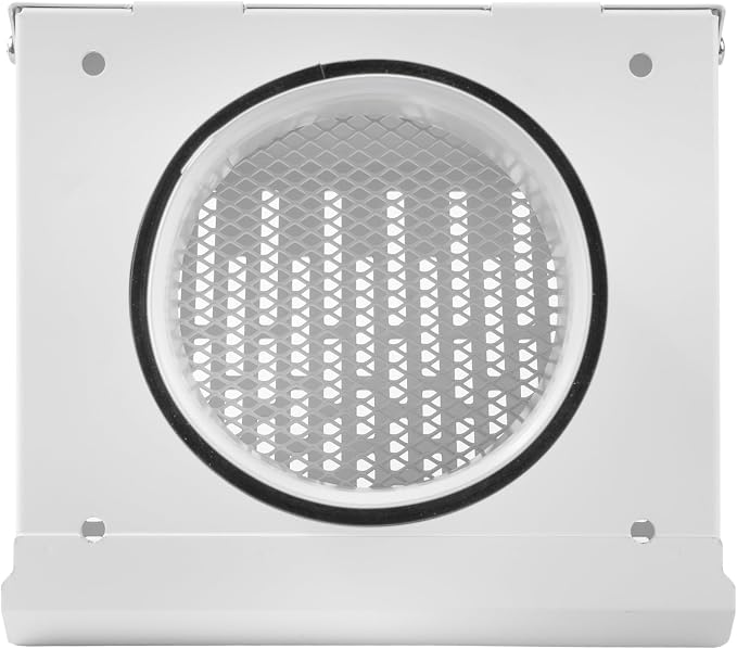 4" Inch Exhaust Vent Cover with Rubber Gasket - White Galvanized Steel - Robust and Weatherproof Outdoor Air, alternate view