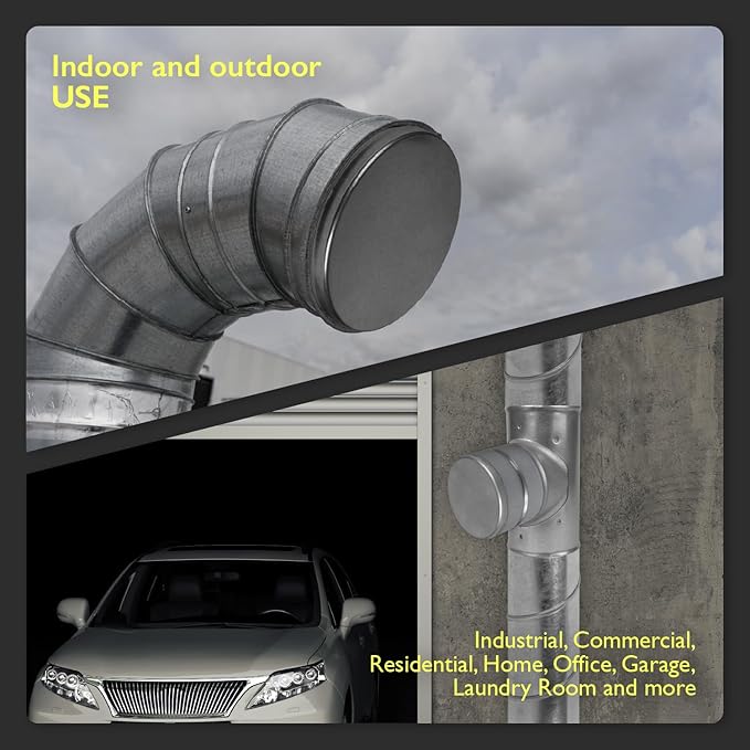 4 Inch Galvanized Steel Dryer Vent Cover Outside – Rust-Free Metal Duct End Cap Plug, Fits Inside 4” Ducts for, alternate