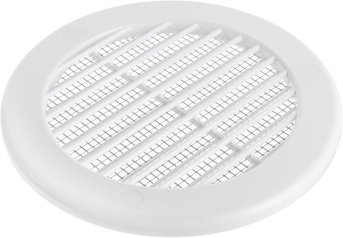 4" Inch Opening Diameter / White Round Vent External Grille with Protective Mesh - Lightweight Plastic Register, alternate