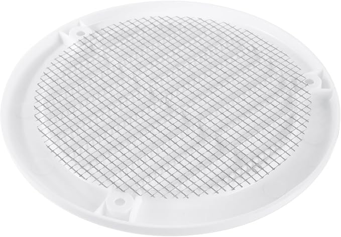 4" Inch Opening Diameter / White Round Vent External Grille with Protective Mesh - Lightweight Plastic Register, alternate