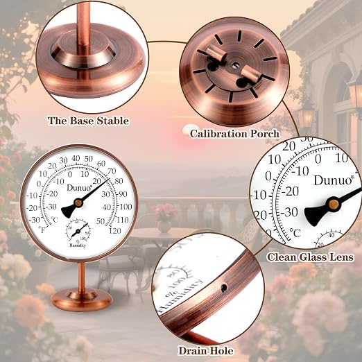 4-inch Outdoor Thermometer Hygrometer, Indoor Humidity Meter, Temperature Monitor Gauge for Home, Room, Office, Patio, House