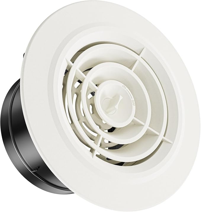 4 Inch Round Air Vent, Adjustable ABS Vent Cover, White Louver Grille Vent Fit for Bathroom, Office, Kitchen, Ventilation Use