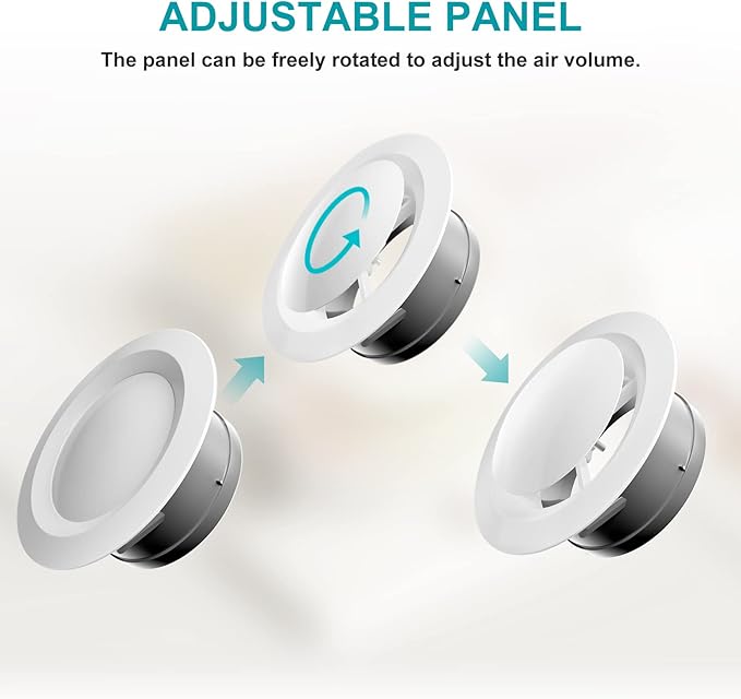 4 Inch Soffit Vent, Adjustable Air Vent Cover, ABS Round Ceiling Vent Covers for Living Room, Attic, Bathroom, alternate view