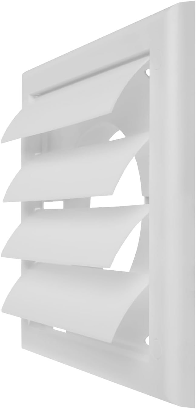 4 Inch Vent Cover - White Plastic Shutter Wall Vent Cover - Louvered Vent Cover for Outdoor - Hood Vent, Exhaust