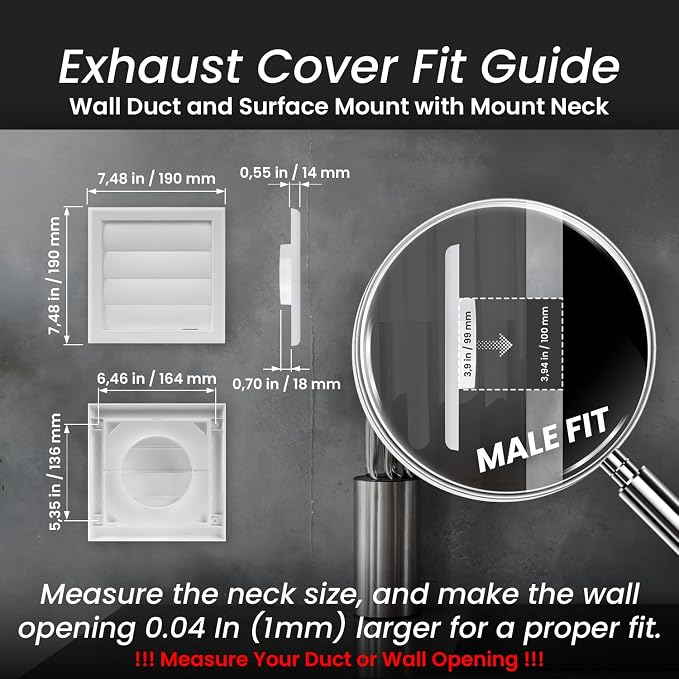 4 Inch Vent Cover - White Plastic Shutter Wall Vent Cover - Louvered Vent Cover for Outdoor - Hood Vent, Exhaust, alternate