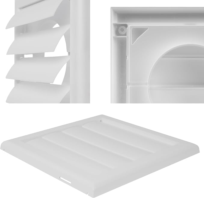 4 Inch Vent Cover - White Plastic Shutter Wall Vent Cover - Louvered Vent Cover for Outdoor - Hood Vent, Exhaust, alternate