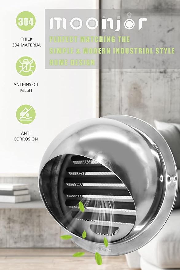 4 INCH Wall Air Vent Cover, Thicken 304 Stainless Steel Round Extractor Wall External Cover for Apartment, Villa, Flats