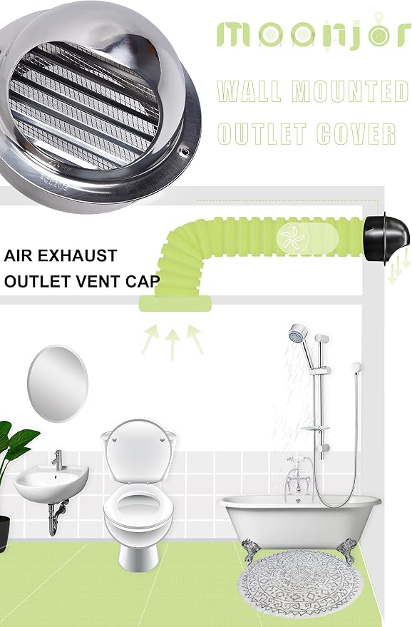 4 INCH Wall Air Vent Cover, Thicken 304 Stainless Steel Round Extractor Wall External Cover for Apartment, Villa, Flats