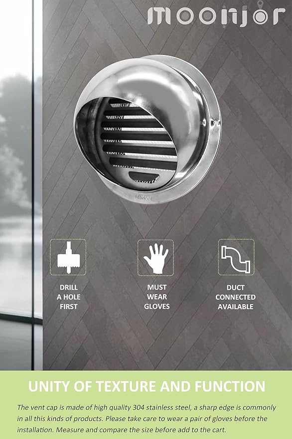 4 INCH Wall Air Vent Cover, Thicken 304 Stainless Steel Round Extractor Wall External Cover for Apartment, Villa, Flats