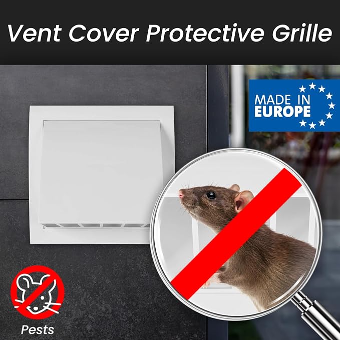 4 Inch White Dryer Vent Hood/Duct Cover for Walls or Ceiling/ABS Plastic Protection Hood With Rain Cover and, alternate view