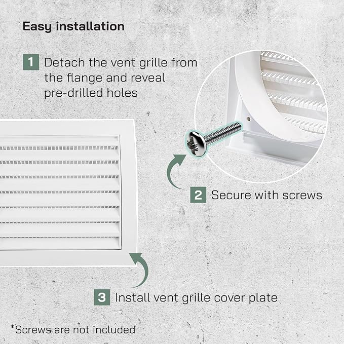 4'' Inch White Pack of 10 Air Vent Cover Dryer Vents and Bathroom Exhaust Vents Pipe, Louvered Dryer Vent Cover - Exhaust