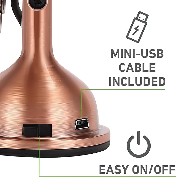4" Mini Heritage Desk Fan, USB-Powered, Single Speed, 4 Blades, Adjustable 100° Head Tilt, Metal Construction, Ideal for