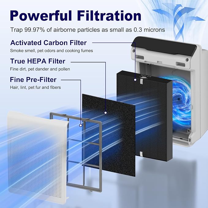 4 Pack 115115 HEPA Smoke Remover Replacement Filter A for PlasmaWave Air Purifier C535 5300 5300-2 6300 6300-2 P300