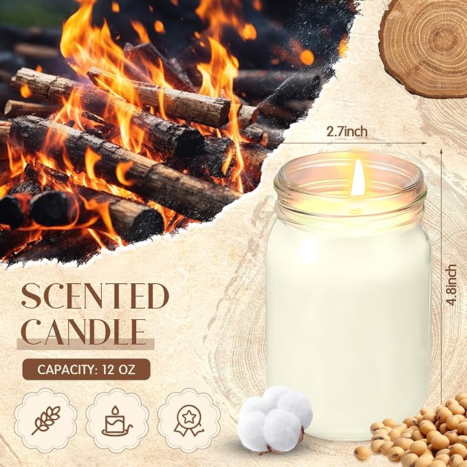 4 Pack 12 oz Mason Jar Soy Candle with Essential Oils Scented Soy Wax Candles up to 60 Hours Burn Time Gift for Easter Home