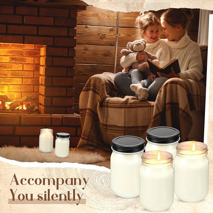 4 Pack 12 oz Mason Jar Soy Candle with Essential Oils Scented Soy Wax Candles up to 60 Hours Burn Time Gift for Easter Home