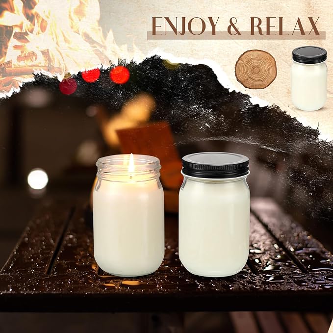 4 Pack 12 oz Mason Jar Soy Candle with Essential Oils Scented Soy Wax Candles up to 60 Hours Burn Time Gift for Easter Home