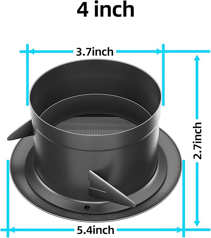 4 Pack 4 Inch Soffit Vent for Exhaust Fan with Built-in Mesh Screen, alternate product view 2