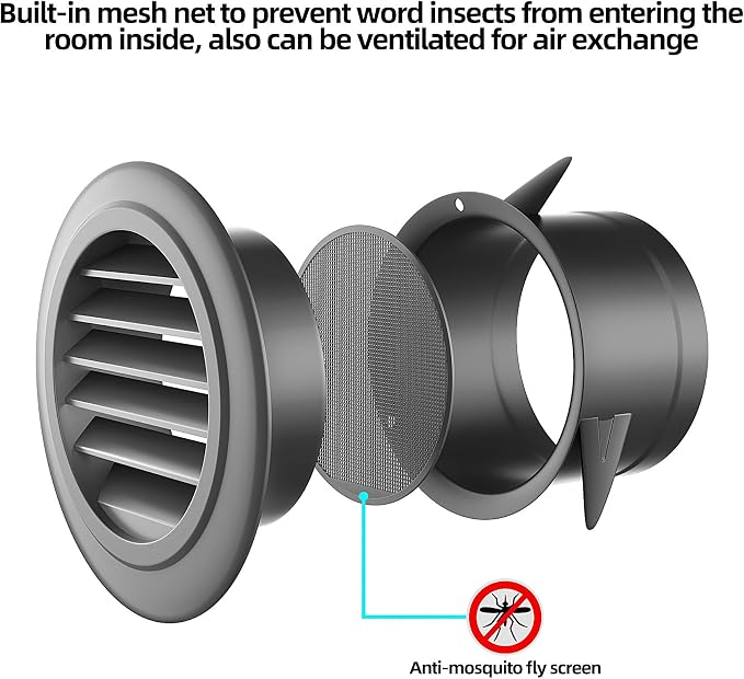 4 Pack 4 Inch Soffit Vent for Exhaust Fan with Built-in Mesh Screen, alternate product view 3
