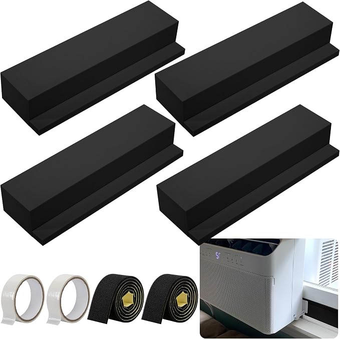 4 Pack Air Conditioner Foam Block, Window AC Side Foam Block Kit with Foam Strip and Tape, Insulated Foam Panel for U-Shaped