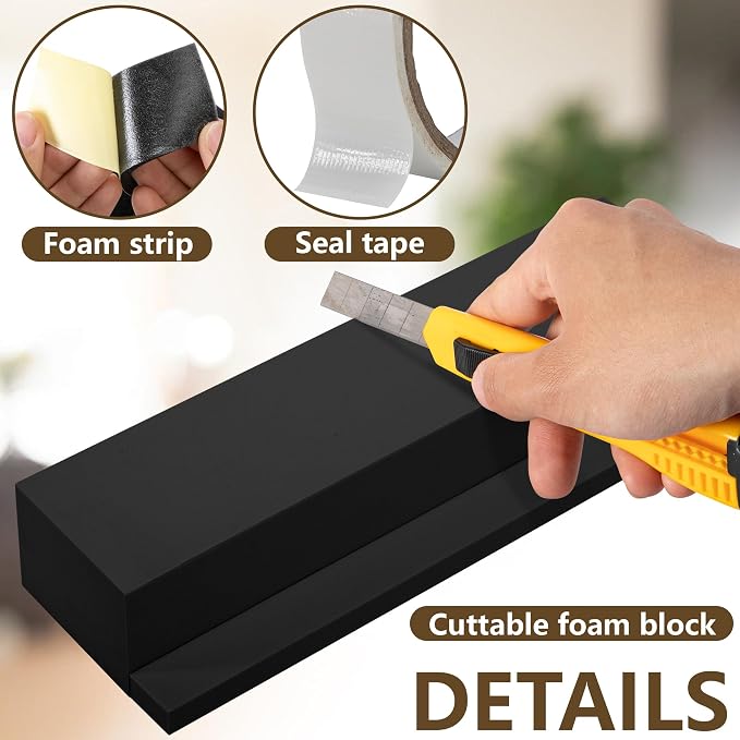 4 Pack Air Conditioner Foam Block, Window AC Side Foam Block Kit with Foam Strip and Tape, Insulated Foam Panel for U-Shaped